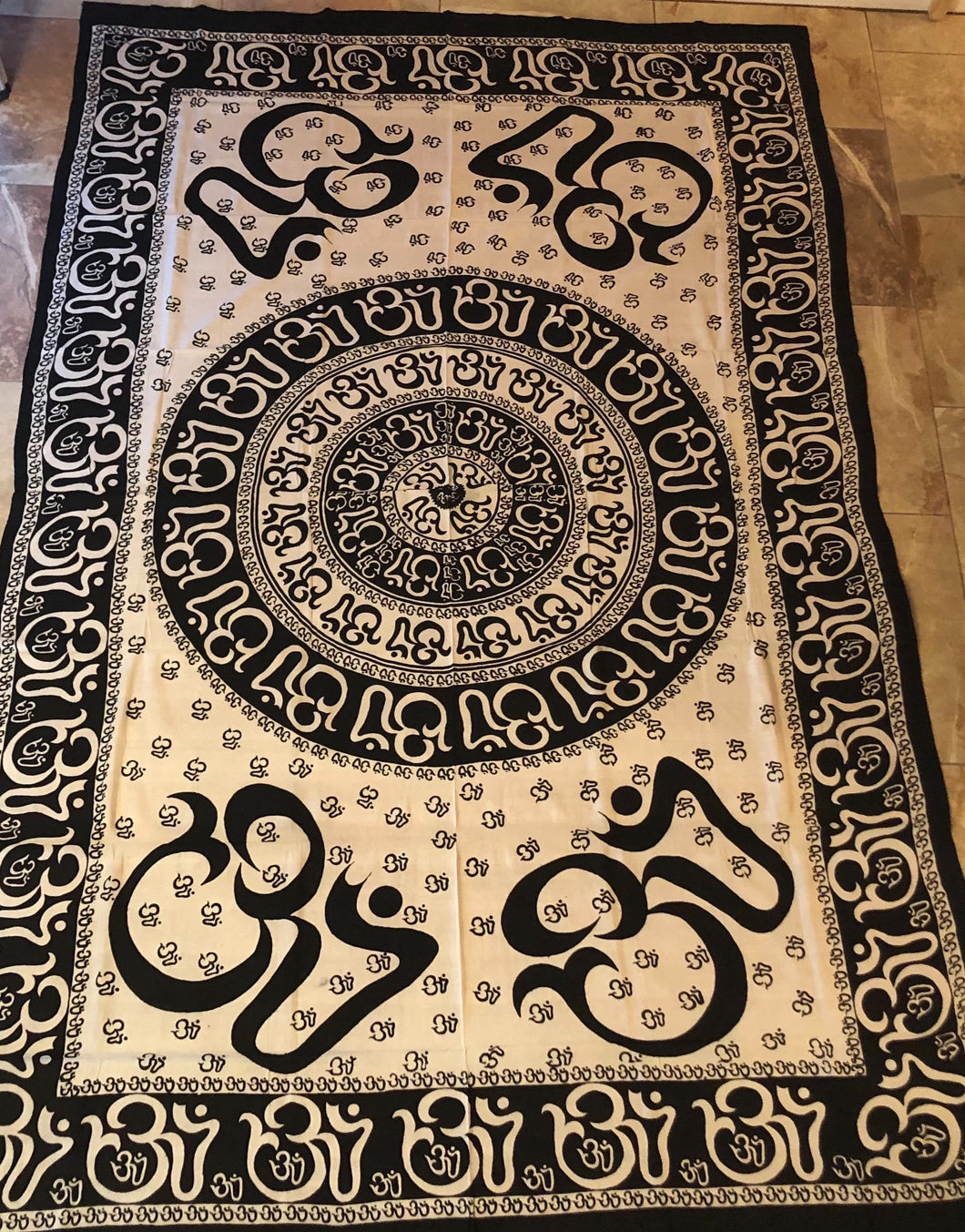 Om Chakra Tapestry (Black & White)