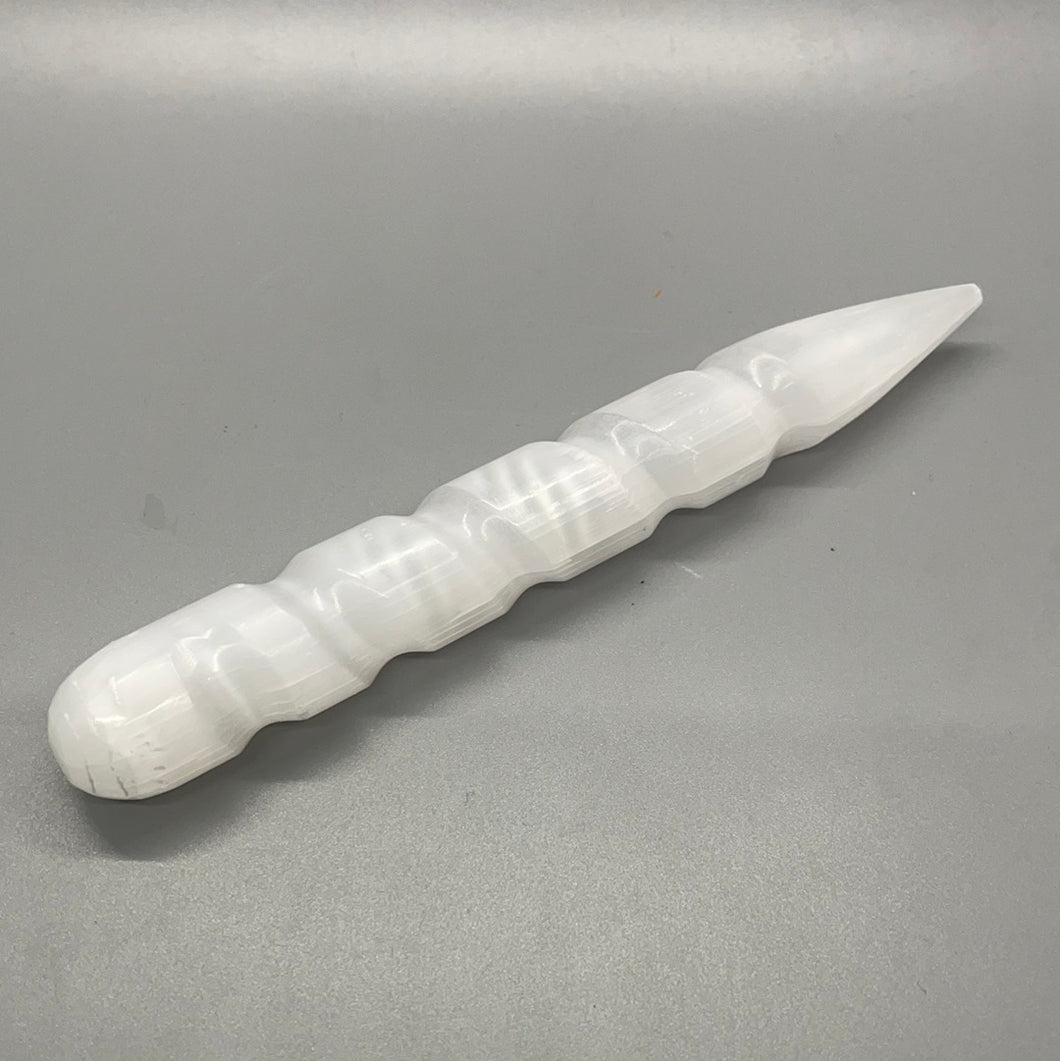 Selenite Spiral Pointed Wand