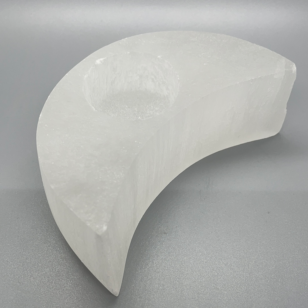 Selenite Moon Candleholder