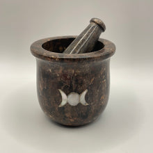 Load image into Gallery viewer, Triple Moon Soapstone Mortar &amp; Pestle
