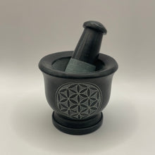 Load image into Gallery viewer, Flower of Life Soapstone Mortar &amp; Pestle
