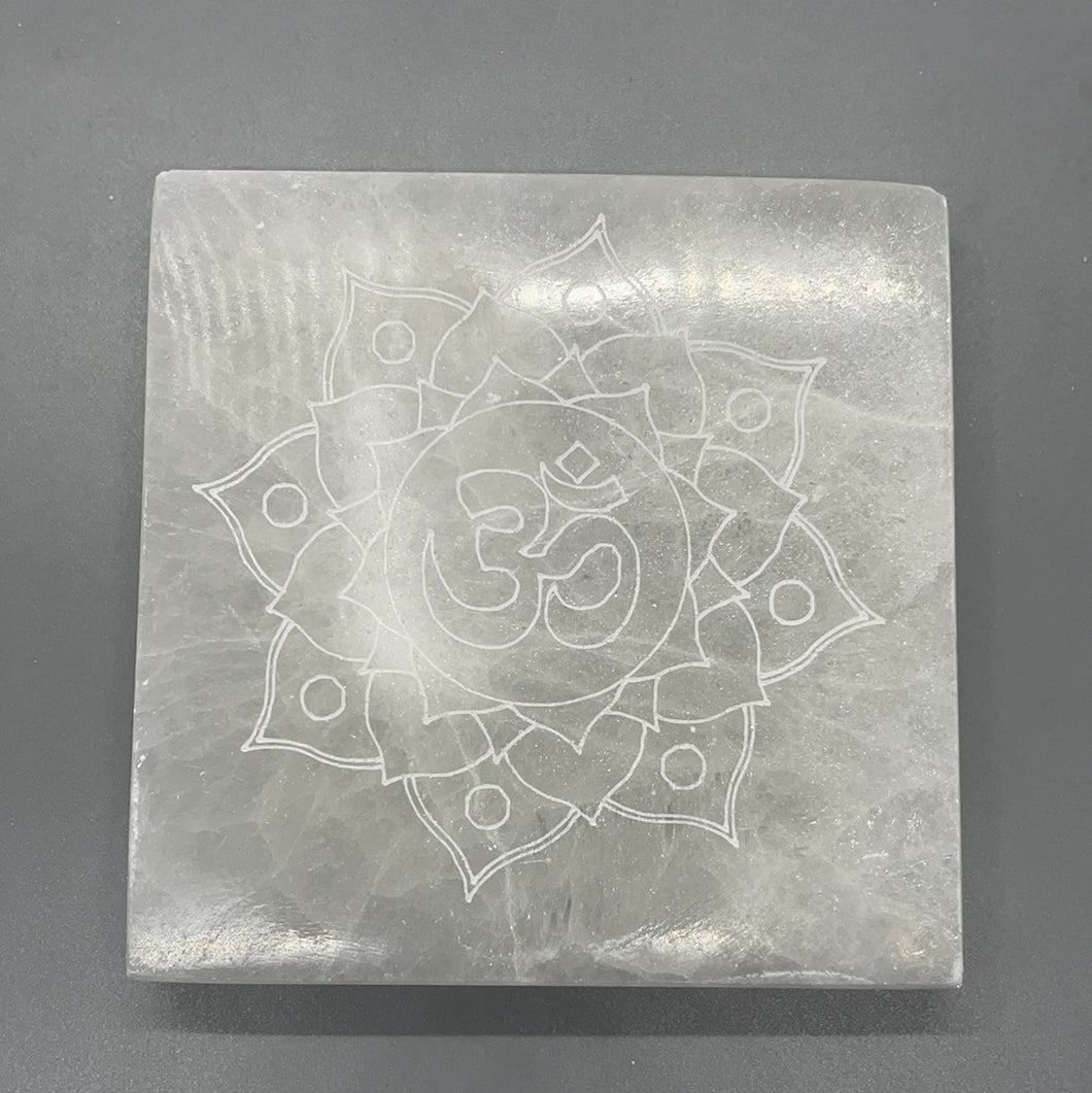 Selenite Square Engraved Charging Plate