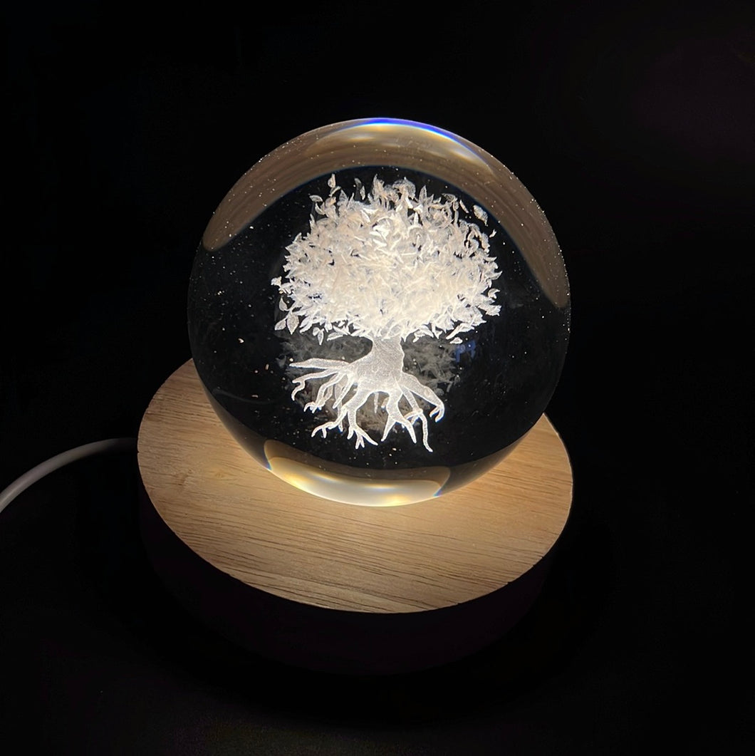 Tree of Life LED Laser Engraved Crystal Ball