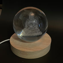 Load image into Gallery viewer, Buddha LED Laser Engraved Crystal Ball
