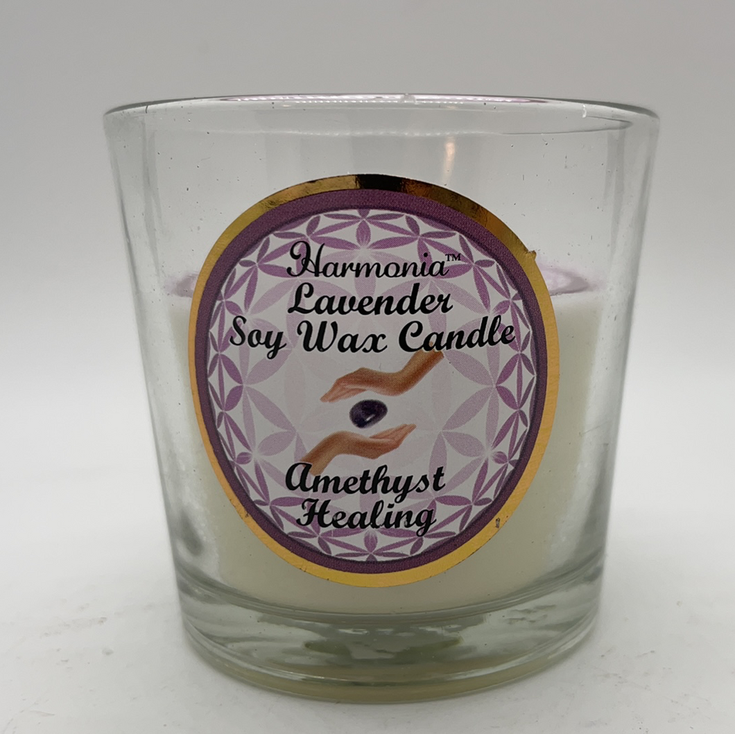 Lavender Soy Votive Candle with Gemstone