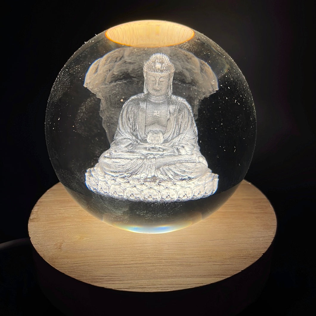 Buddha LED Laser Engraved Crystal Ball