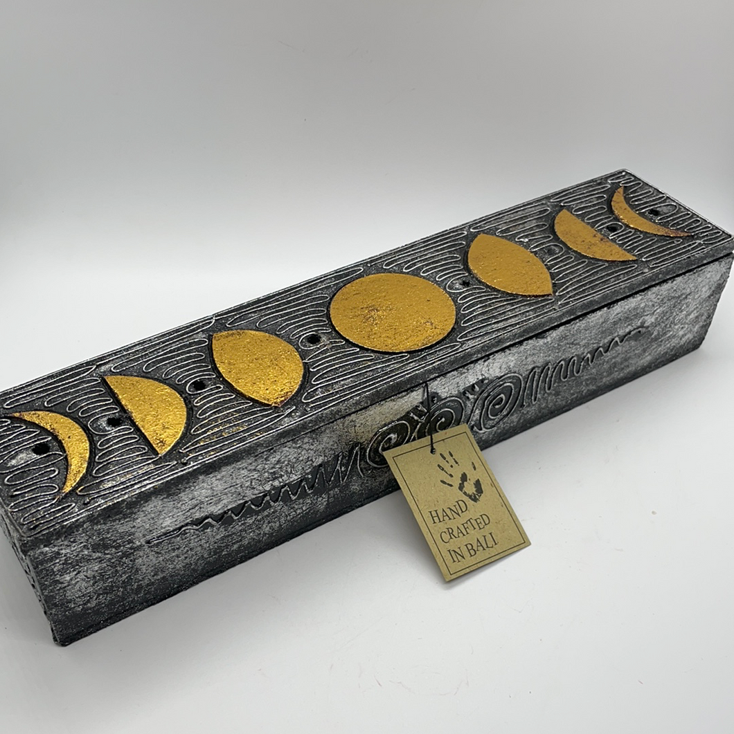 Triple Moon Carved Storage Box