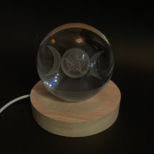 Load image into Gallery viewer, Triple Moon LED Laser Engraved Crystal Ball
