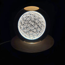 Load image into Gallery viewer, Flower of Life LED Laser Engraved Crystal Ball

