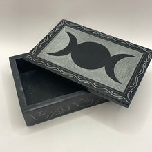 Load image into Gallery viewer, Triple Moon Engraved Soapstone Box
