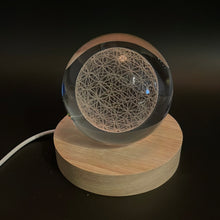 Load image into Gallery viewer, Flower of Life LED Laser Engraved Crystal Ball
