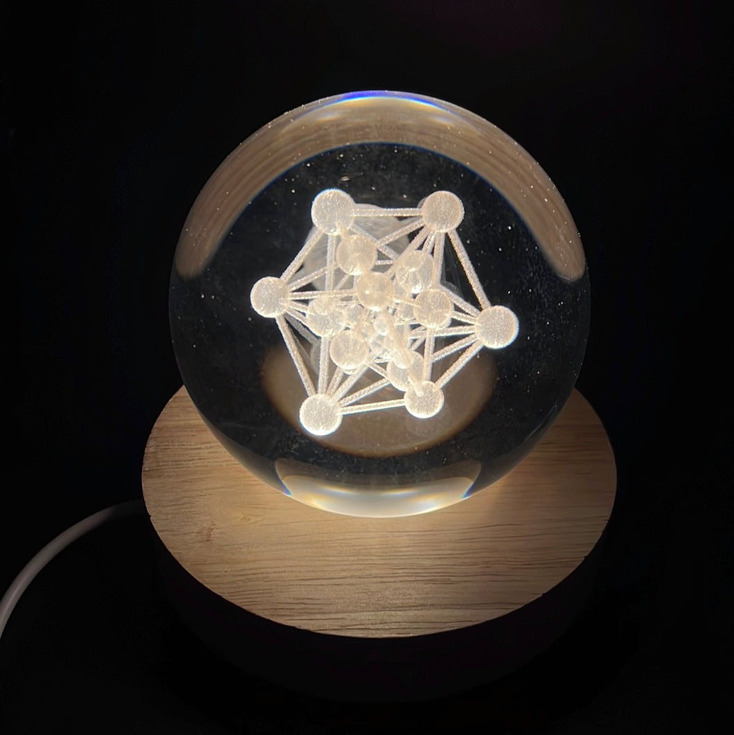 Metatron LED Laser Engraved Crystal Ball