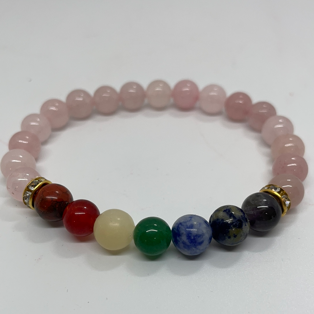 7 Chakras & Rose Quartz Bracelet