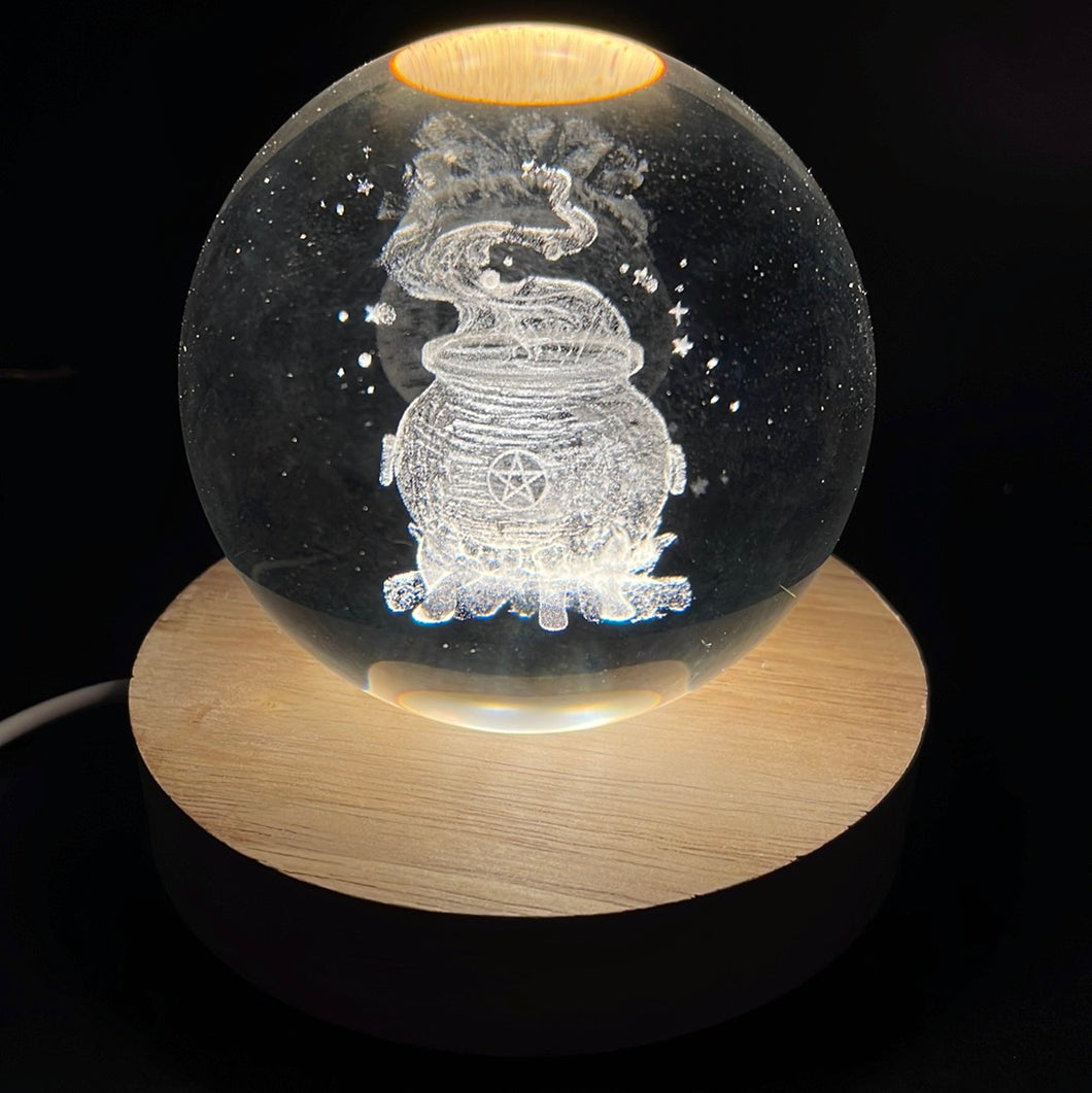 Cauldron LED Laser Engraved Crystal Ball