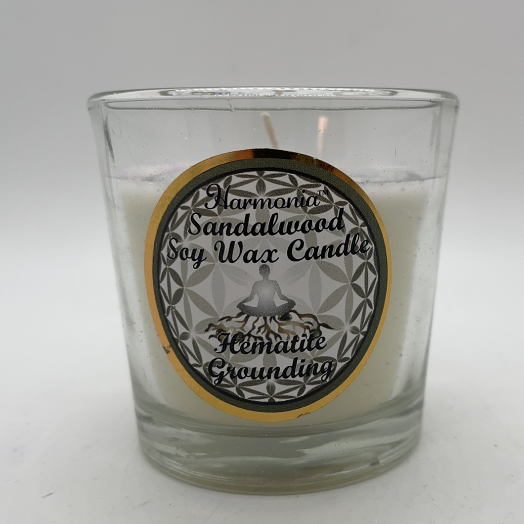 Sandalwood Soy Votive Candle with Gemstone