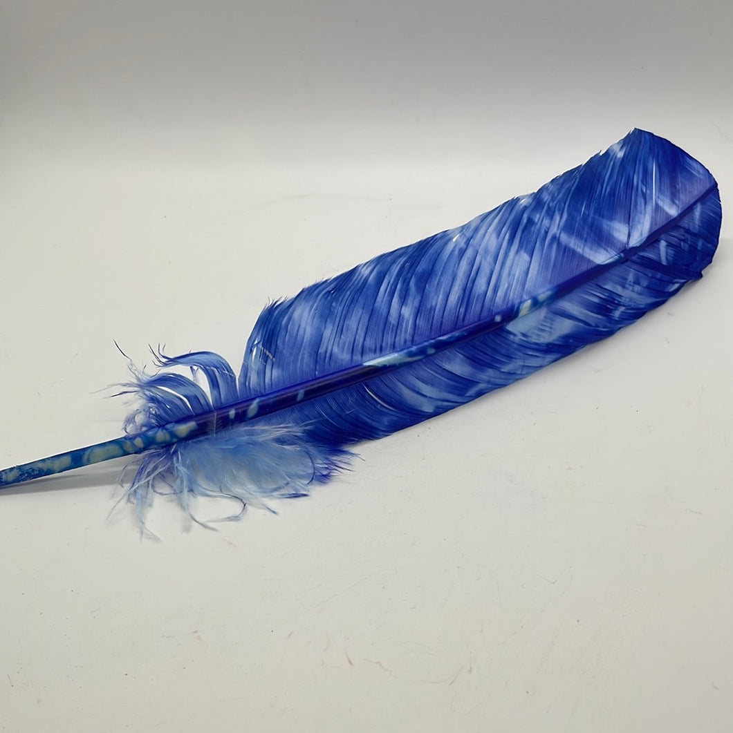 Blue Tie Dye Smudging Feather