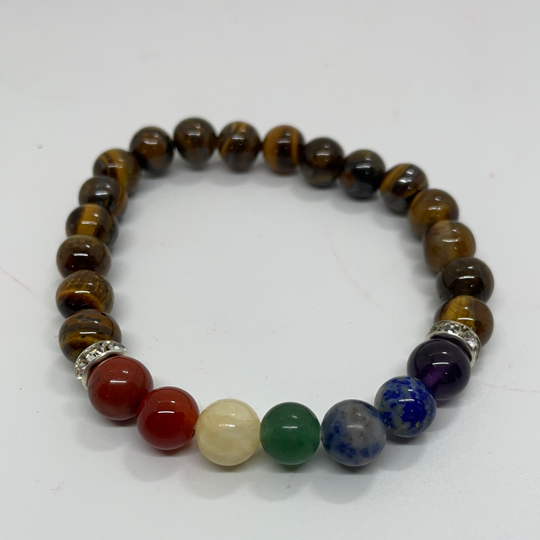 7 Chakras & Gold Tiger Eye Bracelet