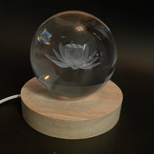 Load image into Gallery viewer, Lotus Flower LED Laser Engraved Crystal Ball
