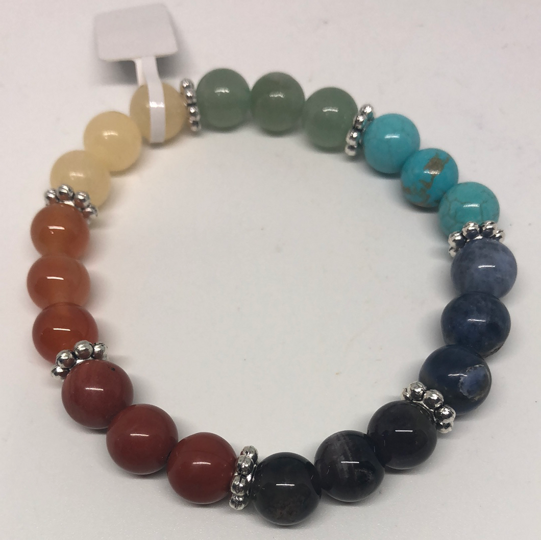 7 Chakras Bracelet with Flower Spacers